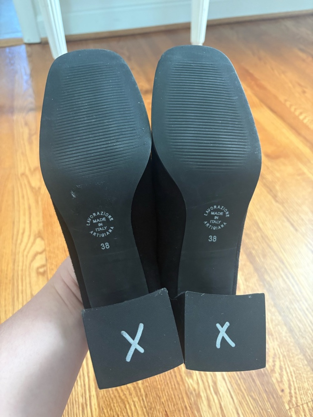 275 Central Lonzo Black Suede Square Toe Penny Loafer Pumps - Picture 7 of 7